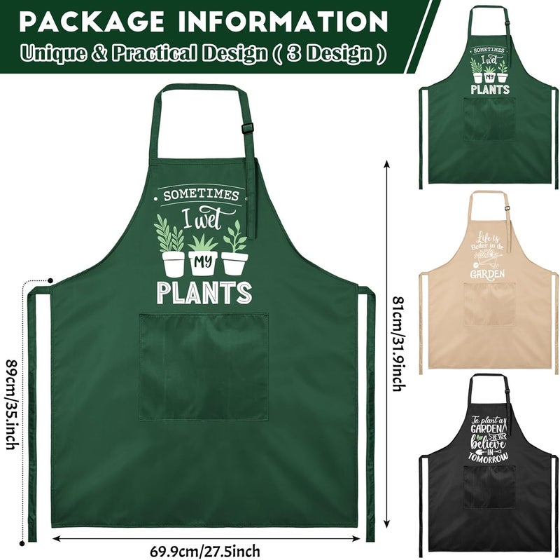 Breathffy 3 Pcs Garden Aprons for Women Funny Waterproof Gardening Aprons with Pockets Birthday Housewarming Holiday Christmas Gift for Plant Lover Gardener - Image 2